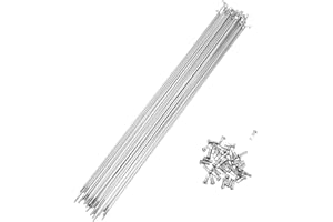 A ABSOPRO Lot de 36 Rayons de Vélo 14G avec 36 écrous pour Roues de VTT en Acier au Carbone Ton Argent