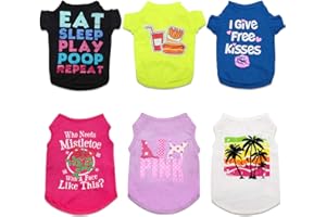 HYLYUN Lot de 6 t-shirts imprimés pour chiots – T-shirt doux et respirant pour petits chiens et chats – Taille L