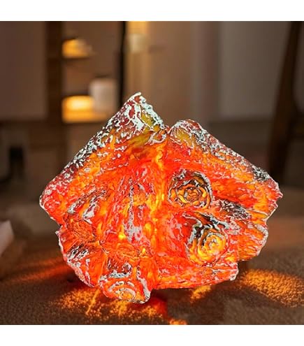 Simulierte Holzkohle-Lampe Mit LED-Flamme - Flackernde LED Laterne Für Zuhause, Camping & Deko | Batteriebetrieben