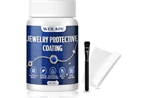 WEILAOK Jewelry Protective Coating, Jewelry Coating Tarnish Protector, Gloss Varnish for Metal and Stone Jewelry, Prevents Tarnishing, Discoloration and Corrosion, White-Transparent After Curing-100ml