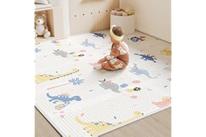 BG-BABYGO Baby Play Mat 120x120x1cm - Foam Floor Mats for Newborns & Toddlers, Waterproof Foldable Activity Mats with Dinosaur Design, Tummy Time Crawling Mat for Developmen