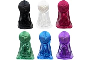 JSTHHTT 6 Pezzi Fasce Lunghe Durag, Bandana Sport Uomo Donna, Berretti da Pirata da Uomo in Seta a 360 Onde, Elastica, Morbida, Traspirante, Setosa, per Cucina Escursioni Trekking Bici Moto Barca