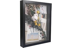 GraduatePro Cornice 3D 30x40 Profonda con vetro per Oggetti in Legno da Parete Tavolo Nero Regalo Decorativo