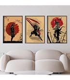 IUNTWEIE Quadro Su Tela Bushido Giapponese – Poster Samurai 60x90 Cm, Bianco E Nero, Senza Cornice, Per Arredo Soggiorno