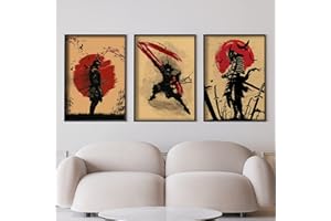 IUNTWEIE Japon Samouraï Photos Portrait Bushido Guerrier japonais Impression murale Noir et blanc Poster pour salon chambre à coucher décor sans cadre (3x50x70cm, Bushido-2)