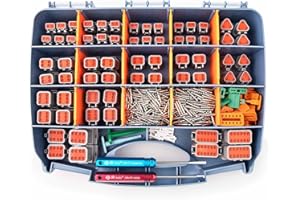 JRready 416PCS Deutsch DT Series Gray A-keyway Connector in 2,3,4,6,8,12 Pin，DT Deutsch Connector Kit，Size 16 Solid Contacts，Automotive Repair Accessory Kit，DT Connector Removal Tool（ST6309)