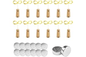 Gvolatee 12 pezzi Luci per Bottiglie di Vetro, Tappi LED a Batteria per Bottiglie 2M Bianco Caldo, Lampada per Bottiglia per DIY, Giardino, Matrimonio, Halloween, Feste di Natale, Partito Decor