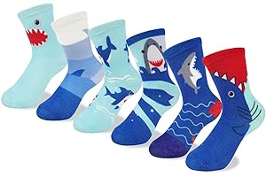 Queenshin 6 Paia di Calze Ragazzo Calzini Bambino con Elegante Design Traspirante e Resistente 3-12 Anni