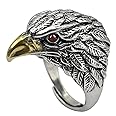 KONFEN Adjustable Rings for Men, Viking Ring Eagle Pattern, Black Snake Ring, Dog Ring with Removable Glasses, Vintage Hip Pop Chunky Toe Rings Thumb Ring Open Single Ring Animal Ring Gift for Boys