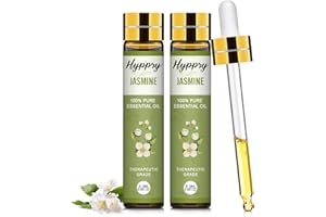 HYPPRY 2 x 10ml Jasmine Essential Oil Therapeutic Grade, 100% Pure Natural Jasmine Oil Aromatherapy Olis for Diffuser, Massage, SPA, Hair Care, Soaps & Candles Making