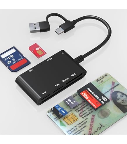 Lecteur Carte à Puce 2-en-1 USB-C & USB-A – Compatible EID Belge, Signature Digitale, CAC, Banque…
