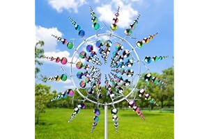 ZFZZC Magic Windmill Stainless Esculturas eólicas, Molino de Viento al Aire Libre,Molino de Viento de Metal único y mágico 3D, Molino De Viento Dinámico, decoración de jardín de Metal para Patio y jardín