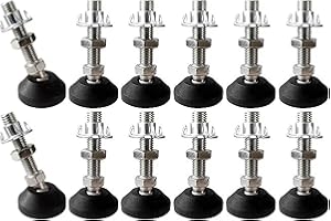 RHUAFET 6 Stück Stellfuß M8 x 40MM Einstellschraube M8, Möbelfuß Sockelfuß Kann 400KG Tragen Verstellbare Füße Stellschraube Stellteller Stellfuß Maximal 15 ° Neigung (12 Stück - M8 x 50 MM)