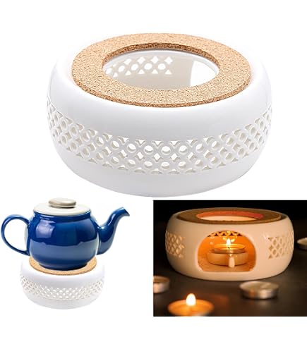 MSA Chauffe-Théière Chauffe Café Base Céramique Avec Couvercle Cuillère