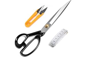 DAMITA Tijeras Costura Profesional 25,4 cm Tijeras Cortar Tela Acero de Alto Carbono Tijeras Tela para Coser, Cortar Tela, Ropa, Cuero (Plata)