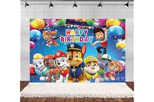 FISAPBXC Dog Patrrol Photography Backdrops Dog Patrrol Birthday Backdrop Dog Patrrol Theme Party Decoration Happy Birthday Photography Banner for Children Birthday Party Boys Girls 3x5ft