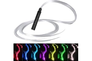 Aohcae LED Peitsche，Glasfaser Weltraumpeitsche，Wiederaufladbar feuerpeitsche， 360° Rotierende leuchtende peitsche mit 7 Farben und 3 Leuchtmodi für Karneval, Party & Musikfestivals