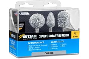 Kutzall Kit de Fresas Rotativas de 3 Piezas - 1⁄4" Herramienta para Trabajos en Madera para Bosch, DeWalt, Makita, Milwaukee - Carburo de Tungsteno Estructurado