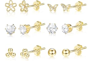 KISSPAT Ohrstecker Creolen Set für Damen, Hypoallergenes Ohrstecker glänzende Kleines Creolen für empfindliche Ohren, Ohrringe set für mehrere Piercings