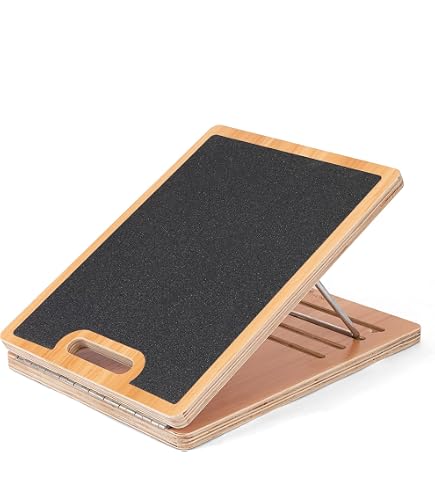 Planche D'équilibre En Bois Réglable - 5 Angles D'inclinaison Pour étirement Mollets, Amélioration équilibre