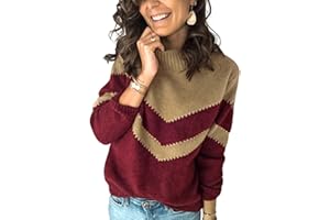 HEYPORK Damen Herbst Winter Warm Bequem Pullover Casual Mode Strickjacke Strickpullover Frauen Patchwork V-Ausschnitt Strickpullover