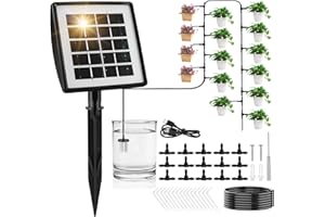 WAWOFUN Solar Irrigation System, Automatic Solar Watering System Garden Watering Set with 15M Hose for Garden and Balcony Outdoor Potted Plants Vegetables