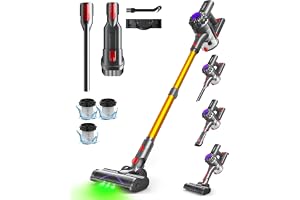 Ivormentico Cordless Vacuum Cleaner, 50 Mins/55 KPA/550W | Wireless Battery with Geen LED Upgraded Floor Brush, Vacuum Cleaner Battery for Pet Hair, Gold