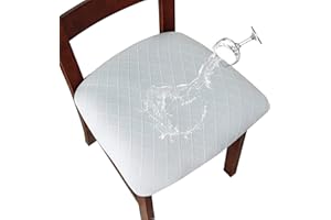 SHENGYIJING Fundas de asiento de silla de comedor impermeables con celosía elástica de diamante para sillas de comedor, fundas de sillas de cocina con hebilla (blanco, 2)
