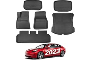 BASENOR 6PCS Tesla Model 3 Tapis de Sol Ensemble Complet Tapis Toutes Saisons Antidérapant Imperméable 3D Frunk Trunk Liner Avant Arrière Cargo Liner Tapis Accessoires pour Modèle 3 2023 2022 2021