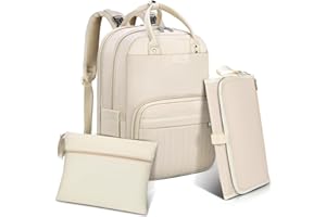 RAINSMORE Plecak do przewijania niemowląt, duża torba do przewijania, plecak z paskami do wózka dziecięcego i podkładką do przewijania, torba podróżna Diaper Bag, kolor czarny