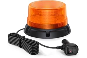 Fxlpower Gyrophare Magnetique Orange LED avec Câble de 2.8 Mètres, Jaune LED Avertissement 10-80V pour Véhicules de Construction Chariot Élévateur Tracteur Remorque Chasse-Neige