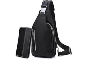 icyant Sac Bandoulière Homme, Sac Poitrine avec portefeuille USB Chargeur Port Léger Sac à Bandoulière