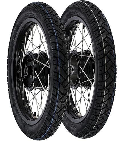 Set: 2 Complete Wheels 1.5x16" Steel Rim Chromed + Chrome Spokes Tires Vee Rubber 094