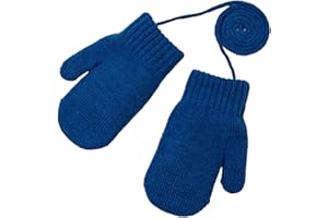 AIDIER Kids Thermal Knitted Mittens with String 1-4 Years Boys Girls Winter Warm Fleece Mittens Toddler Hanging Neck Full Finger Gloves Magic Stretch Mitten Baby Soft Stretchy Warm Glove for Winter Outdoor