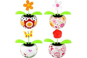 YXSJAS 4 Pack Solar Dancing Butterfly Toy Solar Powered Dancing Sun Flower in Colorful Pots Swinging Rose Flip Flap Animated Bobblehead Dancer Window Sun Catcher Car Dashboard Decor