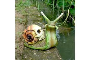 JAUHMUI Halloween Schädel Schnecke Skulptur Schnecke Statue,Totenkopf deko Schnecke Figur Handwerk Gartenfiguren,SchäDel Schnecke Harz Garten Statue,Halloween Dekorationen Patio Lawn YardArt Ornamente (Stil2)