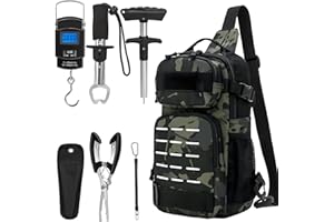 ‎THKFISH THKFISH 7 Stück Angeltaschen Set, Tactical Angeln Tragetasche mit Angelzange Tackle Kits, Fischhaken Entferner Tools, Fisch Zange mit Scheide und Werkzeug Lanyards, Digital Fishing Gewicht Skala