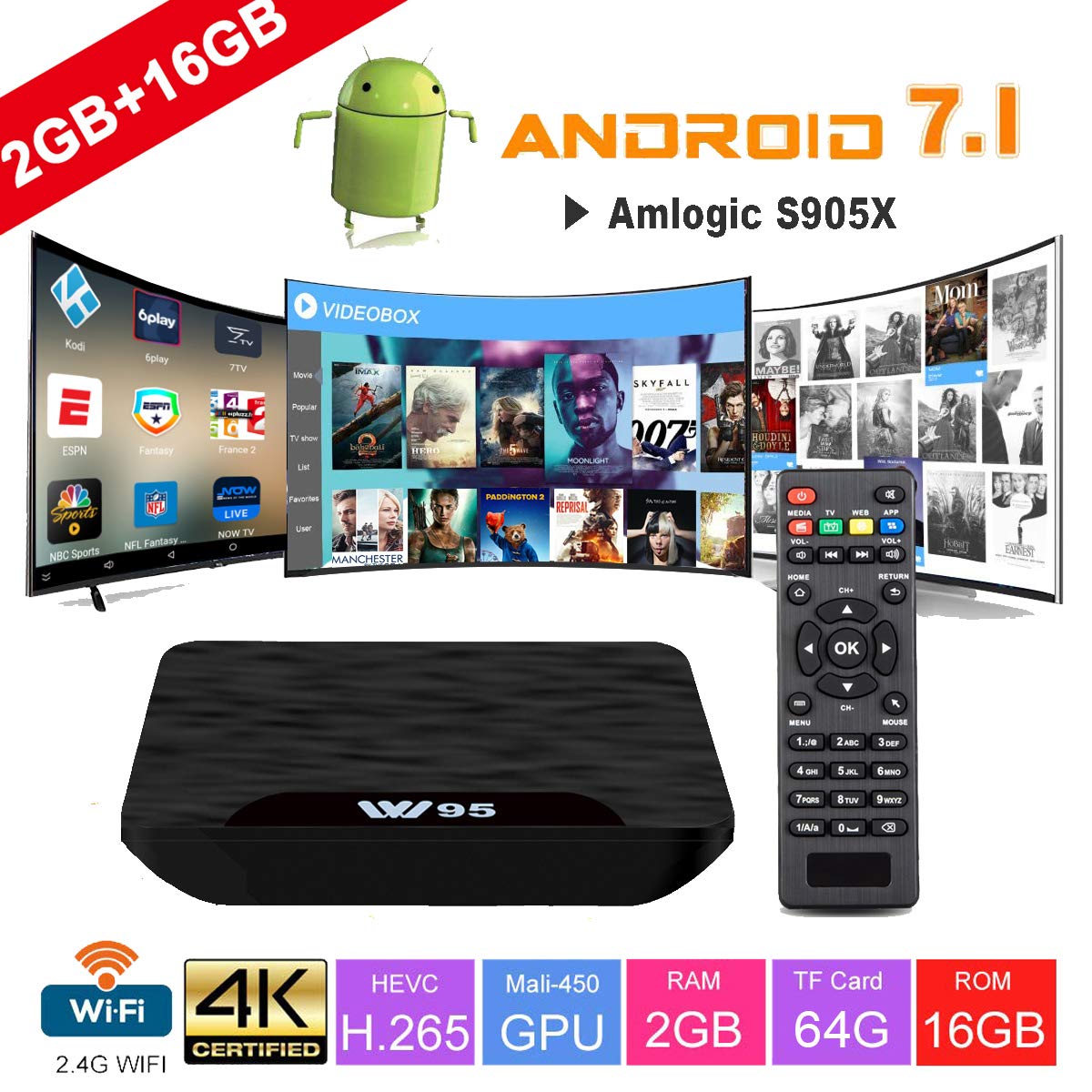 Comprar TV Box Android 7.1 VIDEN W2 Smart TV Box Amlogic S905X Quad