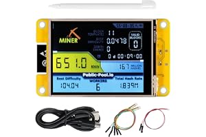 Freenove Bitcoin Miner Solo Lottery Miner, ESP32 CYD 2.8" Touch Display 240x320 Pixel TN Screen ST7789 Driver, Dual-core 32-b