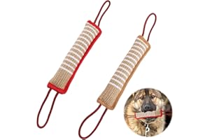 QINGYIWL 2 pezzi Salsiccia da Mordere per Cani in Iuta da Addestramento con 2 Manici, Giochi per Cani Rotolo in Iuta da Masticare Per l'addestramento o Per il Gioco, Lunghezza 30 cm