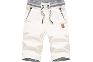 HCSS Mens Shorts Casual Summer Chino Shorts with Elastic Waist and Big Pockets