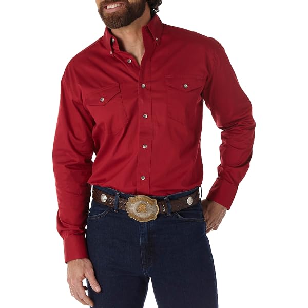 Cotone Resistente Uomo Camicia Da Lavoro Western Wrangler - Taglio