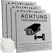 Cartello Videoüberwachung Alluminio 25x9cm - Autoadesivo, Impermeabile, Per Proprietà Privata - Foto 11