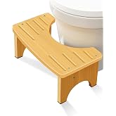 Bambu Tuvalet Taburesi, 6,5 in&ccedil; Tuvalet Taburesi &Ccedil;&ouml;melme Yetişkin, Banyo i&ccedil;in Kaymaz Kaka Taburesi, &Ccedil;ocuklar i&ccedil;in Taşınabilir