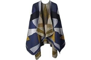 OOPOR Poncho Tejer Invierno de Mujer - Chal Lana Tela Escocesa Grande Bata Cardigan Acogedor Fular Crochet Capa Suave para Ropa Boda Jersey Mantón Casa Navidad Festival Disfraz ​Otoño Regalo 9 Color