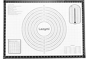 LAZYMI Antidérapant Tapis de Cuisson en Silicone, Anti-Adhérent Feuille de Cuisson Patisserie avec Mesures 71 x 51 cm, Tapis de Four pour Pizza/Biscuit/Pâte, Set de table en Silicone, (Noir)