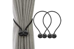 IHClink Magnetische Vorhang Raffhalter Vorhang Clips Seil Rückwärtige Vorhang Halter Schnallen Vorhang Binder Gardinenhalter für Haus Dekoration 2 Stück Schwarz (EU patent 004522746-0001) …