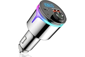 KRUILAN Bluetooth Adapter, Ganzmetall FM Transmitter für Auto Bluetooth 5.3, PD 30W & QC3.0 18W Schnelles Autoladegerät Zigarettenanzünder, Freisprecheinrichtung, Noise Cancelling Mikrofon, Radio und Musik