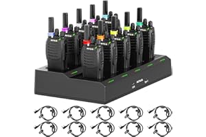 Retevis H777 Walkie Talkies for Adults, Two Way Radio with 10 Way Charger, PMR446 Professional License Free Walkie Talkies, 2 Way Radio with Headset for Commercial, Security, School (Black, 10 Pcs)