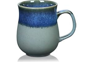 RELEDESA 800ml Bardzo Duży Ceramiczny Kubek do Kawy z dużym uchwytem, 28Oz Ręcznie Szkliwiony Kubek do Herbaty Jumbo do Biura i Domu, Bezpieczny w Kuchence Mikrofalowej i Zmywarce (Lodowiec Niebieski)